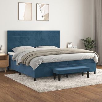 vidaXL Cama Box Spring Con Colch&oacute;n Terciopelo Azul Oscuro 200x200 Cm Vidaxl