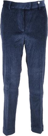 Myths Tailored Blue Trousers with Subtle Vertical Ribbing