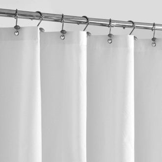OEM Cortina De Ducha Impermeable De Tela Con Piedras De Peso - Forro De Tela Suave De Calidad Hotelera, Ligero, Lavable A M&aacute;quina - 180 X 180 Cm, Blanco -