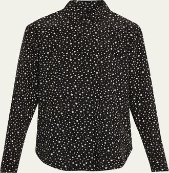 Nili Lotan Spotted Silk Button-Down Blouse