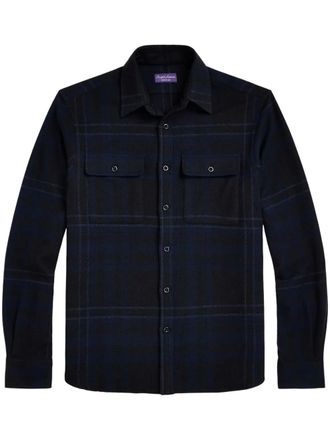 Ralph Lauren Purple Label plaid shirt - men - Wool/Mulberry Silk/Cashmere - M - Blue