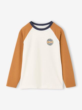 Vertbaudet Langarmshirt f&uuml;r Jungen mit Colorblock-Effekt ocker
