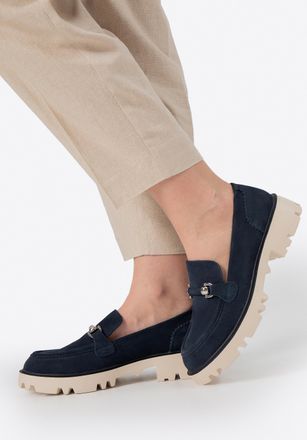 Wittchen Dames Su&egrave;de Gesp Loafers Marineblauw Su&egrave;de Leer