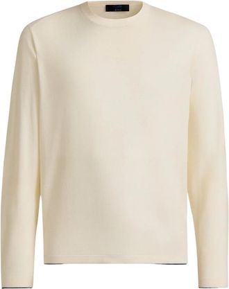 Kiton Fijne Wol Lange Mouw T-shirt - Heren - Ronde hals truien - Beige - XL - Wol - Truien & Vesten