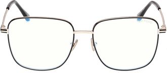 Tom Ford 56mm Square Optical Glasses in Shiny Black Enamel /Rose Gold at Nordstrom