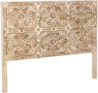Wanderlust Deco Cabezal de Madera artesanal blanco 160x3x120h cm