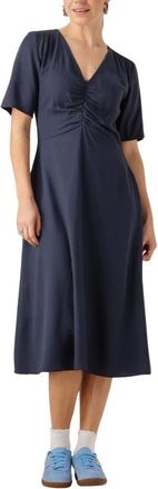 Modstr&ouml;m Kleedjes, Dames, Blauw, S, Navy Midi Jurk Elegant Veelzijdige Stijl