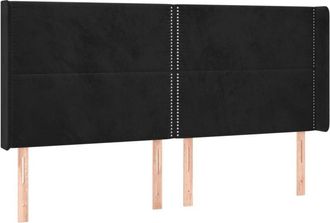 vidaXL Cabecero Con Led De Terciopelo Negro 163x16x118/128 Cm Vidaxl