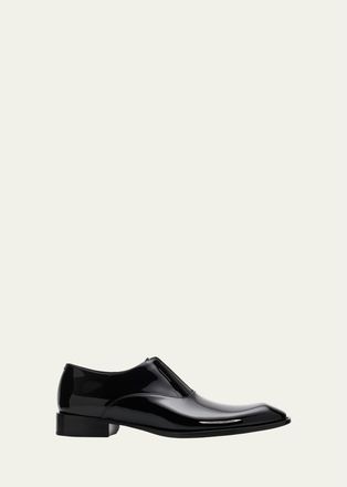 Saint Laurent Mens Milton Patent Leather Slip-On Oxfords
