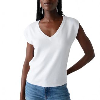 Michael Stars Tati Power Shoulder Top In White