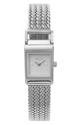 Breda Revel Mesh Strap Watch, 18mm in Silver at Nordstrom