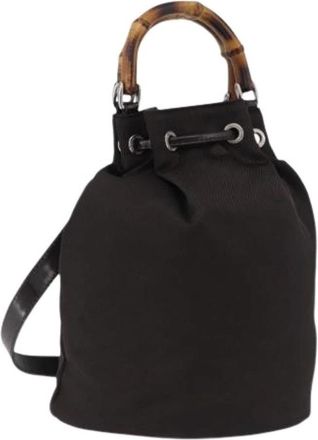 Gucci Pre-owned Nylon Bucket Bag - Dames - Vintage Tas - Zwart - ONE Size - Nylon - Vintage