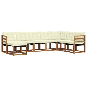 vidaXL Conjunto De Sof&aacute;s De Exterior Con Coj&iacute;n 8 Pcs Natural Y Crema Vidaxl
