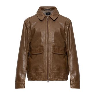 Paul Smith Jassen, Heren, Bruin, L, Leer, Vintage-stijl leren jas