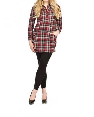 Papillon Plaid Dress With Pockets In Red