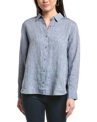 Eileen Fisher Eileen Fisher Petite Classic Collar Linen Long Shirt