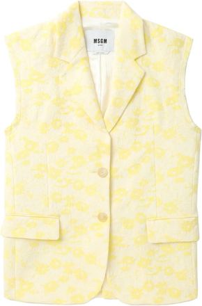 Msgm Gilet a fiori in jacquard - Giallo