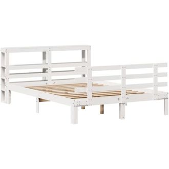 vidaXL Estructura De Cama Con Cabecero Madera Pino Blanco 135x190 Cm Vidaxl