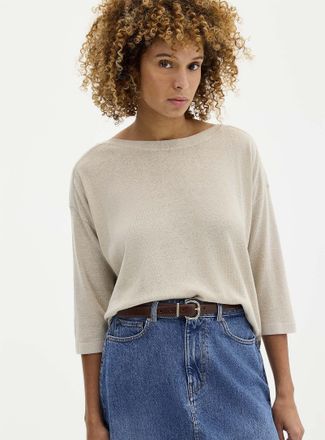 Contemporaine Womens Linen blend boat-neck loose boxy-fit sweater