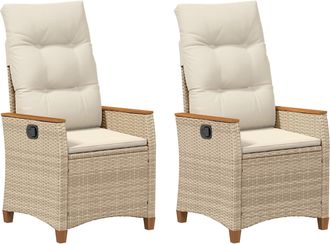 vidaXL Silla De Jard&iacute;n Reclinable Beige Y Crema 64 X 57,5 X 112 Cm Vidaxl