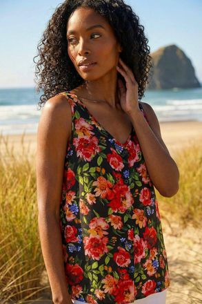 Roman Floral Buttoned Vest Top