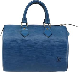 Louis Vuitton Speedy Handbag Epi Leather Blue Leather Handbag (Pre-Owned)