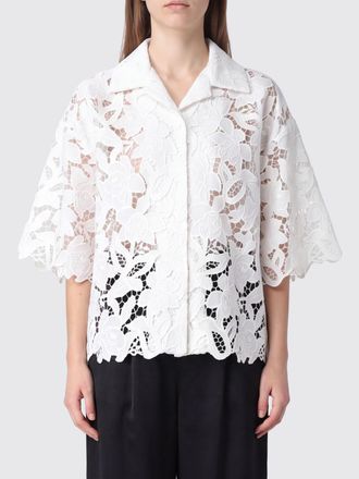N&deg;21 Macram&eacute; Lace Blouse with Cuban Collar and Kimono Sleeves