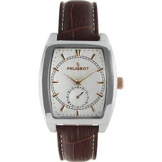 Peugeot Vintage Remote Sweep Leather Watch - 33MM in Brown at Nordstrom
