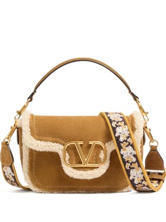 Valentino Garavani Alltime Vlogo suede tote bag - women - Calf Suede/Lamb Shearling - One Size - Brown