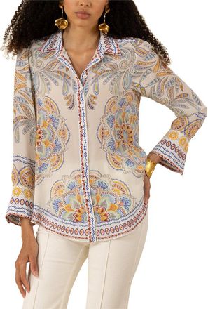 Hale Bob Lara Long Sleeve Silk Woven Top