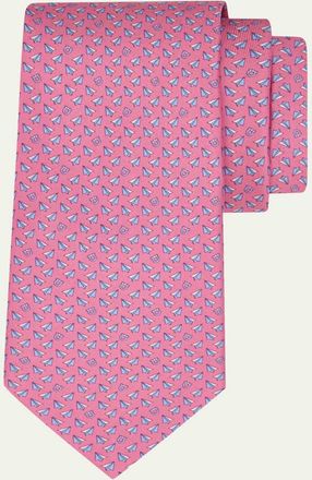 Ferragamo Mens Paper Airplane and Gancio Silk Tie