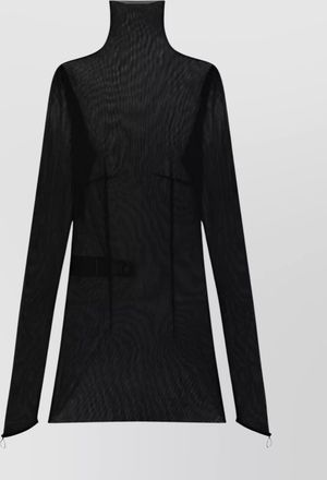 Ann Demeulemeester zenia sheer fabric high neck top with belt