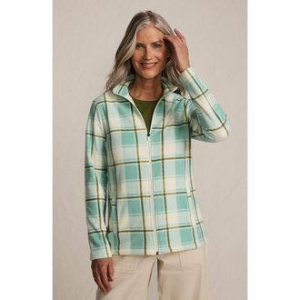 Lands End Anyweather Fleece Full Zip Jacket in Mint Sky Buff Check at Nordstrom, Size X-Small P
