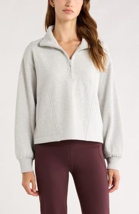 Zella Ultracozy Fleece Half Zip Pullover in Grey Light Heather at Nordstrom Rack, Size X-Large