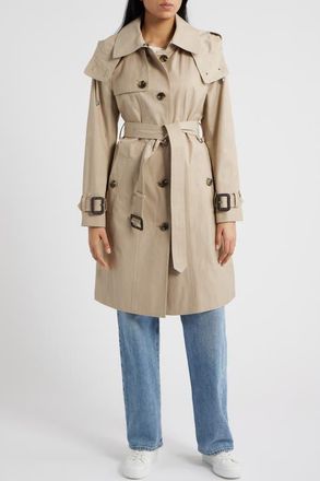 London Fog Water Resistant Belted Trench Coat in Tinted Greige at Nordstrom, Size X-Large