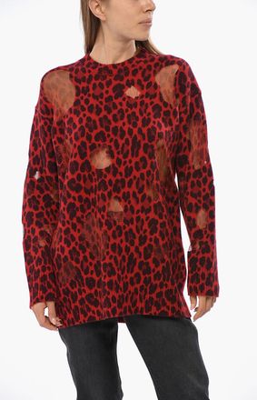 Versace Maglia Girocollo in Lana Vergine a Motivo Animalier Versace