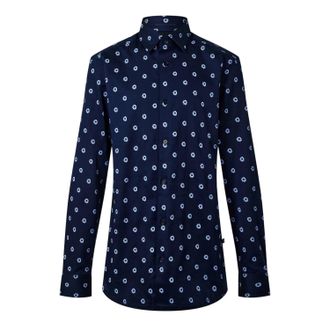 Ted Baker Heren Ditsy Bloemen Overhemd met Lange Mouwen (Marineblauw)