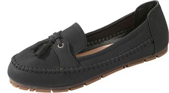 Generic Ladies Loafer Shoes Slip On Womens Flats Solid Color Stylish Classic Foldable Lightweight Comfy Wide Fit Casual Pumps Shoes Work Leisure Black