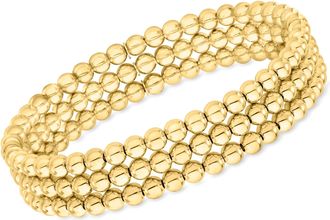 Ross-Simons Italian 5mm 18kt Gold Over Sterling Jewelry Set: 3 Bead Stretch Bracelets