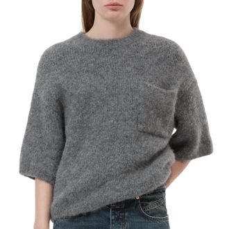 Closed Short-Sleeve Alpaca-Mix Knit Sweater In Dark Grey Melange
