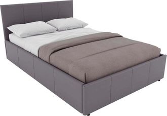 Home Discount Lisbon King Ottoman Faux Leather Storage Bed with Gel Memory Foam Pocket Spring Mattress, Grey