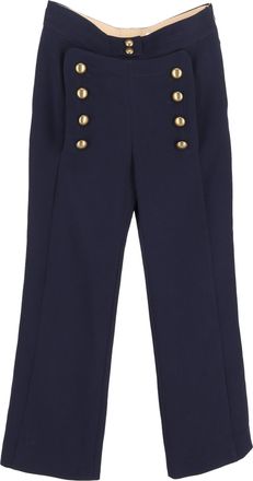 Chlo&eacute; Chlo&eacute; matrozenbroek met wijde pijpen in marineblauwe wol