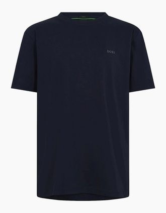 HUGO BOSS Mens BOSS GREEN T Shirt with Logo Design Stretch Cotton - Navy - Size: 46