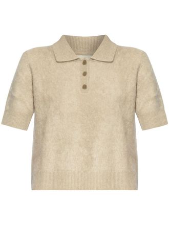 Lisa Yang Carolyn buttoned collared polo top - women - Cashmere - 0 - Neutrals