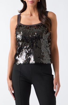 Marciano Rita Sequin Paillette Tank in Chocco Brown at Nordstrom, Size X-Small