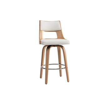 Miliboo Taburete De Bar N&oacute;rdico Blanco Y Madera Clara Garbo