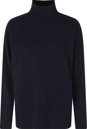 Roberto Collina Navy Merino Wool-Blend Turtleneck