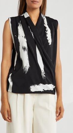 Patrizia Luca Drape Surplice Sleeveless Top in Black at Nordstrom Rack, Size X-Small