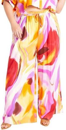 City Chic Esme Cropped Shirt in Summer Swirl at Nordstrom Rack, Size Xl/22W