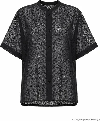 Forte_Forte Black Round Neck Cotton Shirt